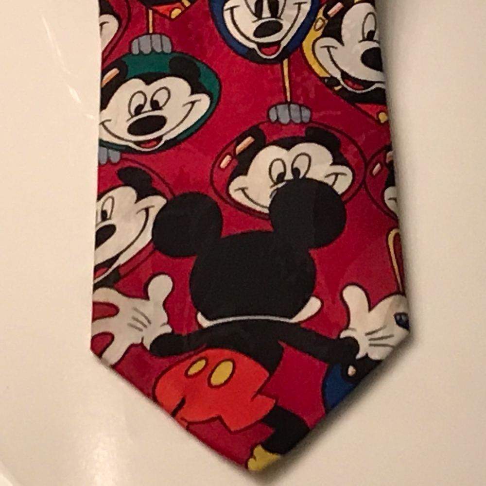 Mens Red Disney Mickey Mouse Christmas Necktie